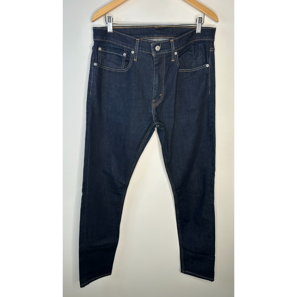 Levi's 512 Slim Taper Mens Jeans Dark Wash Indigo Stretch Denim 34 x 34 5 Pocket - Picture 2 of 14